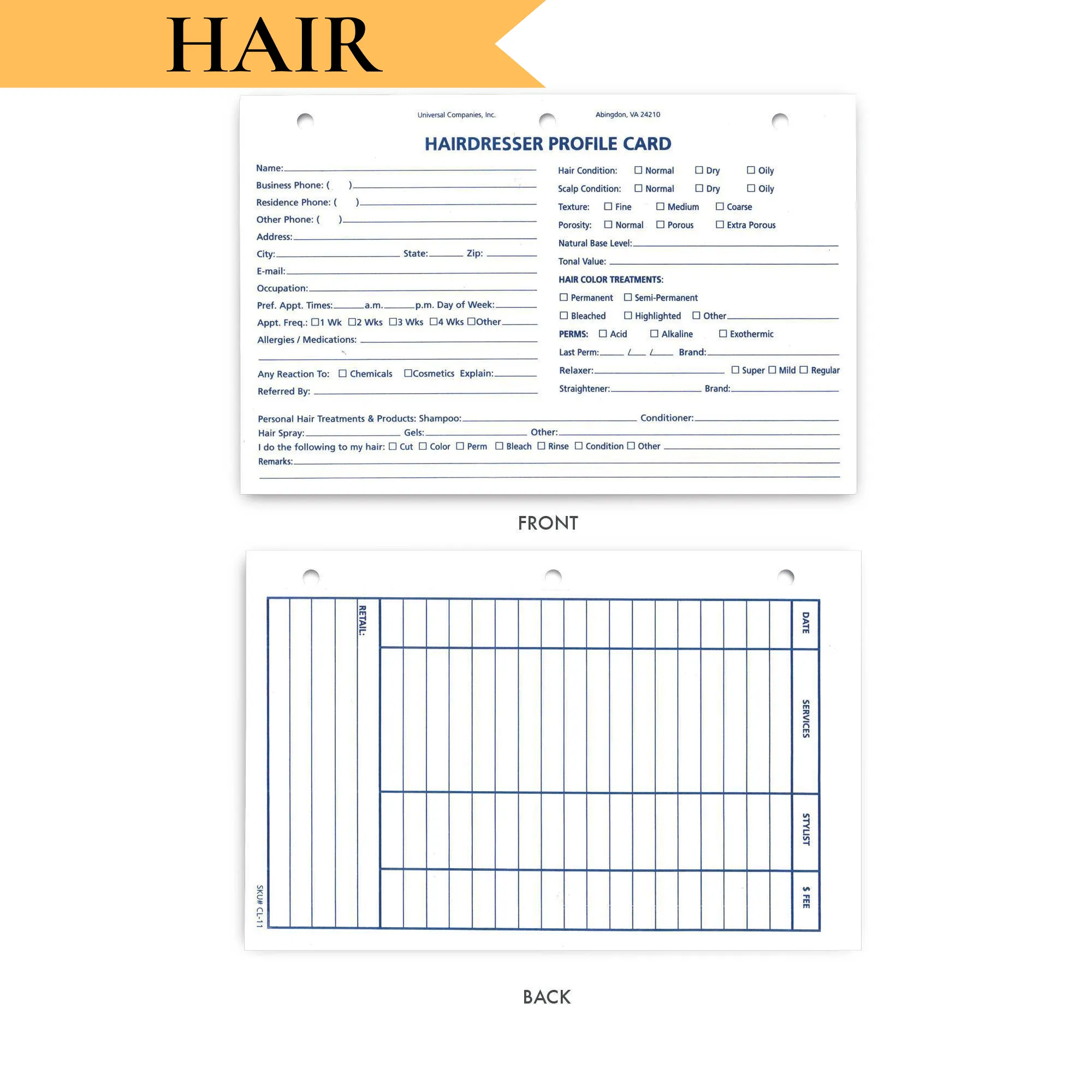 Client Profile Intake Cards, 100 ct