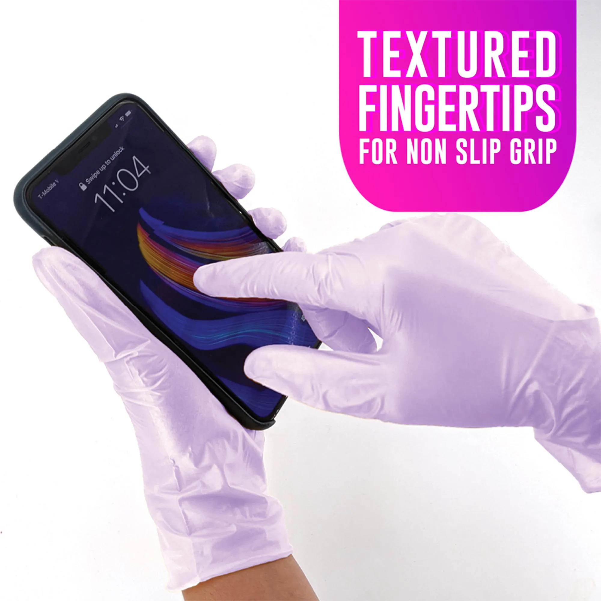 Colortrak Luminous Nitrile Gloves, Lilac Frost, 100 ct
