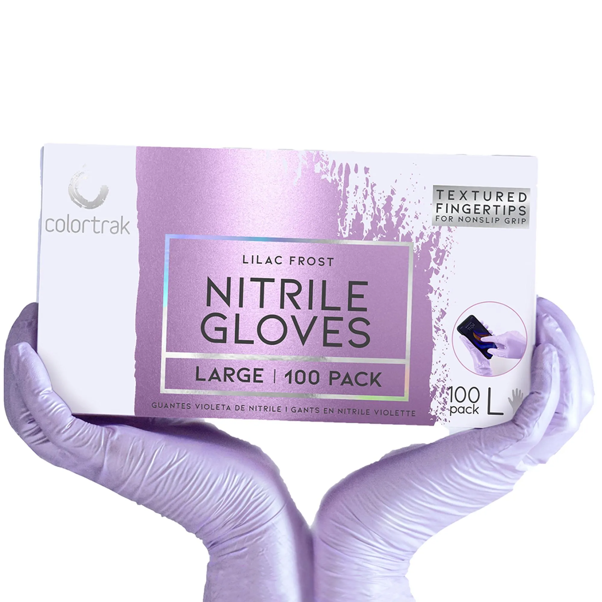 Colortrak Luminous Nitrile Gloves, Lilac Frost, 100 ct