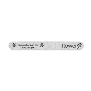 Disposable Nail File, Silver, Cushion Core, 100/240 grit, 100 ct, by Flowery