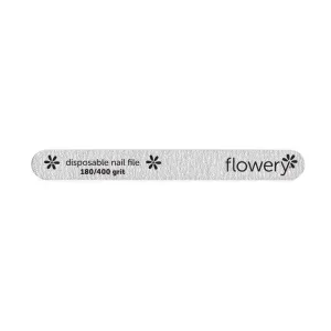 Disposable Nail File, Silver, Cushion Core, 180/400 grit, 100 ct, by Flowery