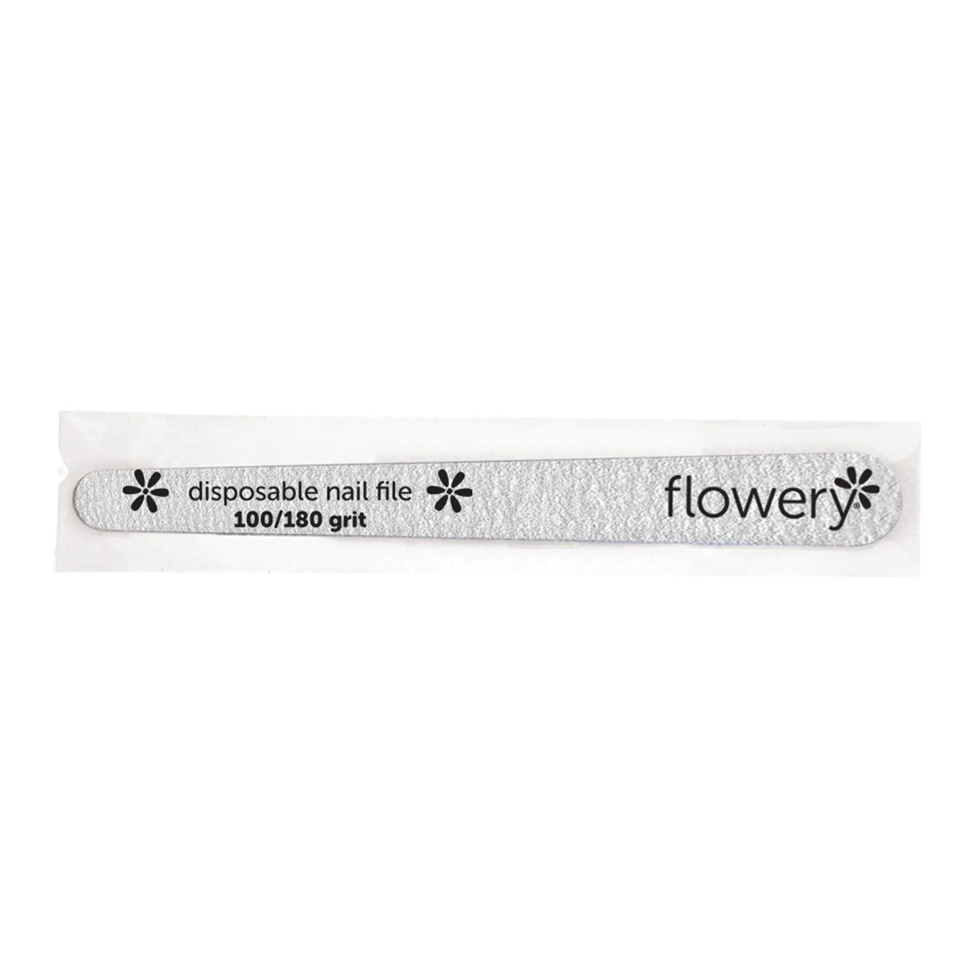 Disposable Nail File, Tapered Wood Core, 100/180 Grit, 100pc, by Flowery