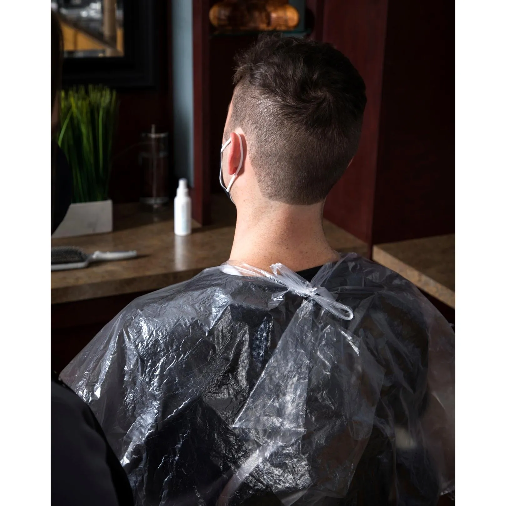 Disposable Plastic Client Cape, 51"W X 63"L ,   50 pack
