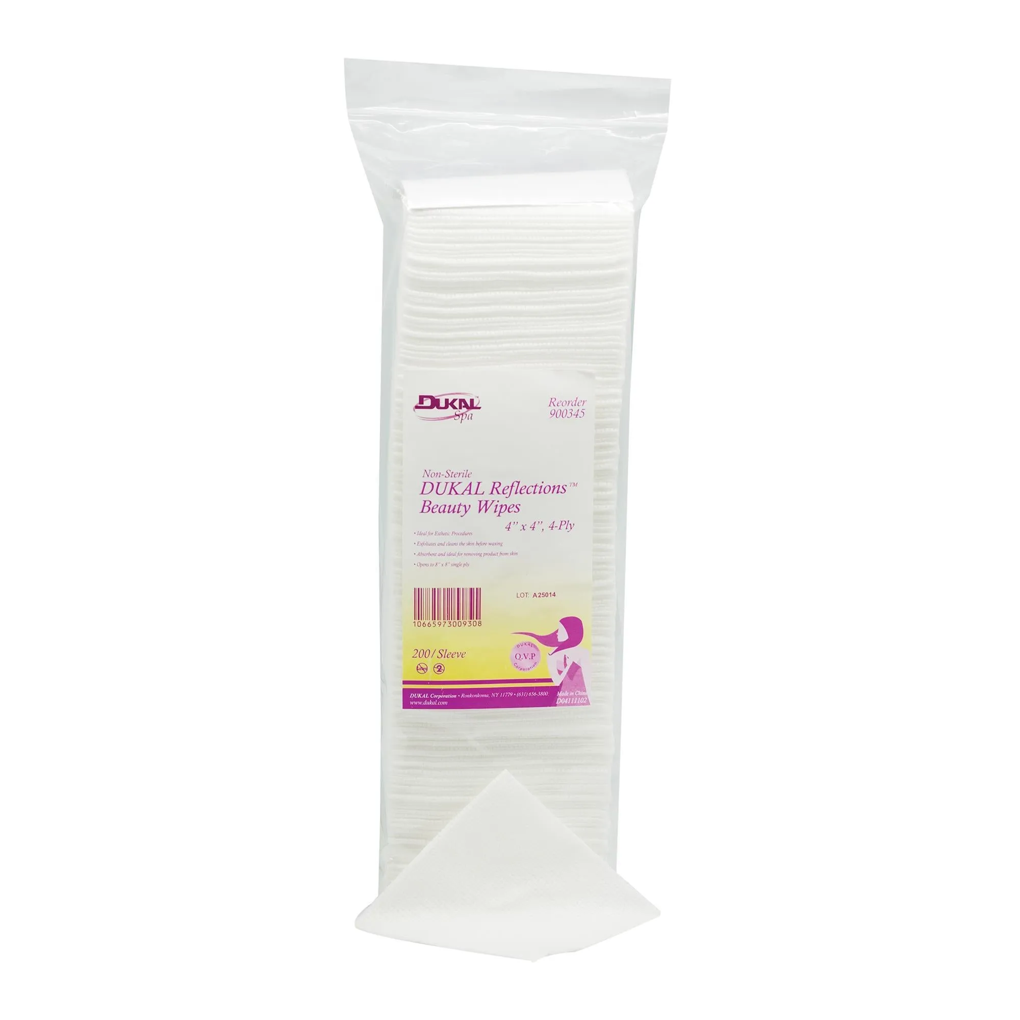 DUKAL Reflections Beauty Wipes 4" x 4", 4-Ply, Blended - 200 ct