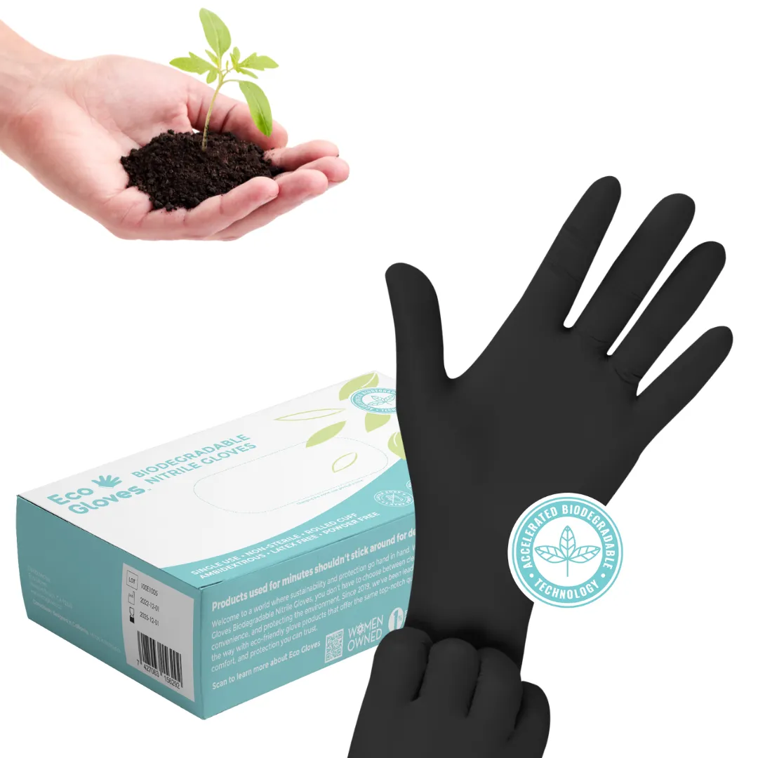 Eco Gloves Biodegradable Nitrile, Black, 100 ct