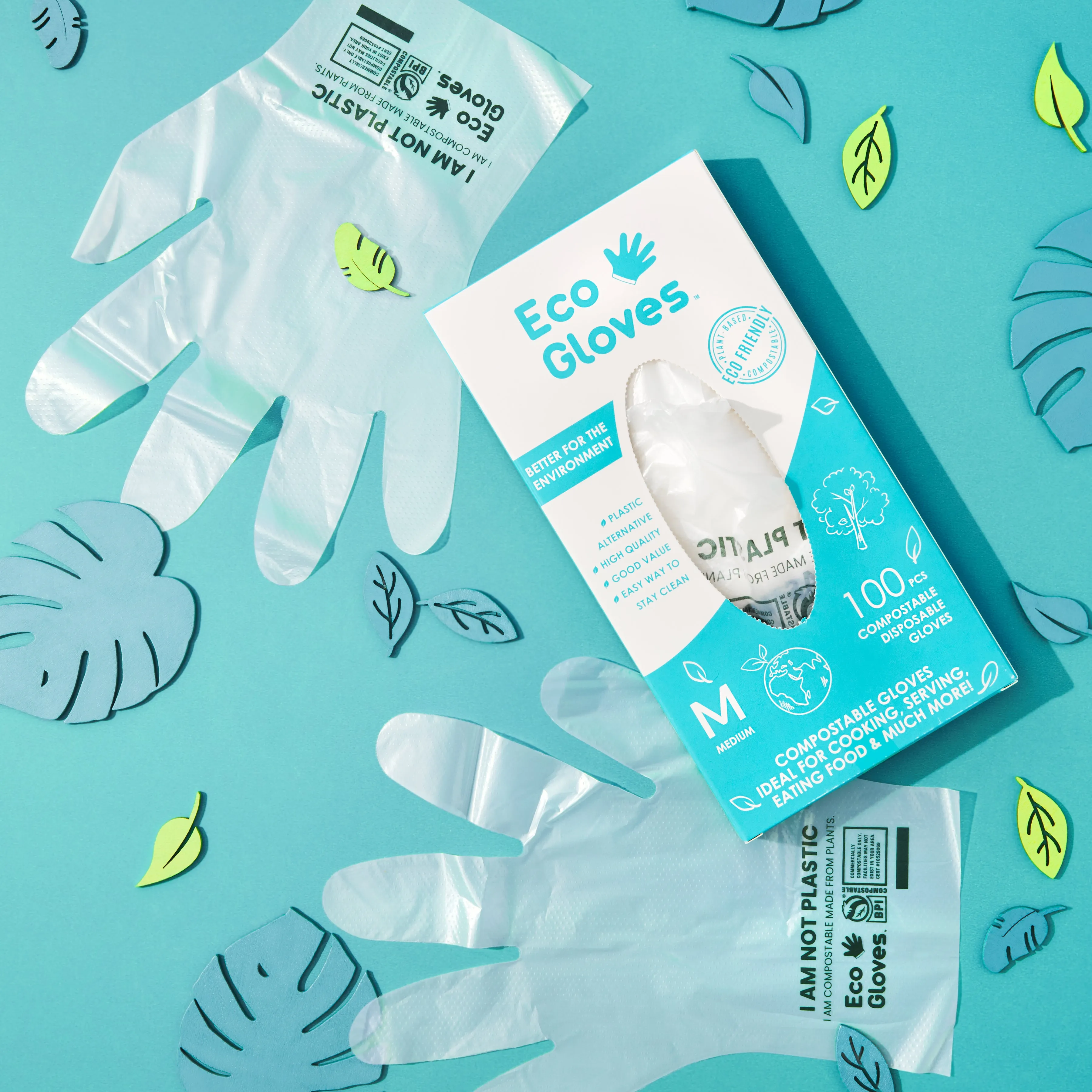 Eco Gloves Compostable Gloves, Clear, 100 ct
