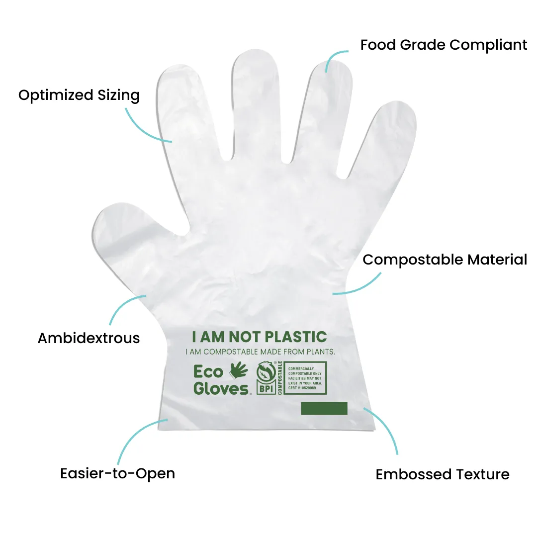 Eco Gloves Compostable Gloves, Clear, 100 ct