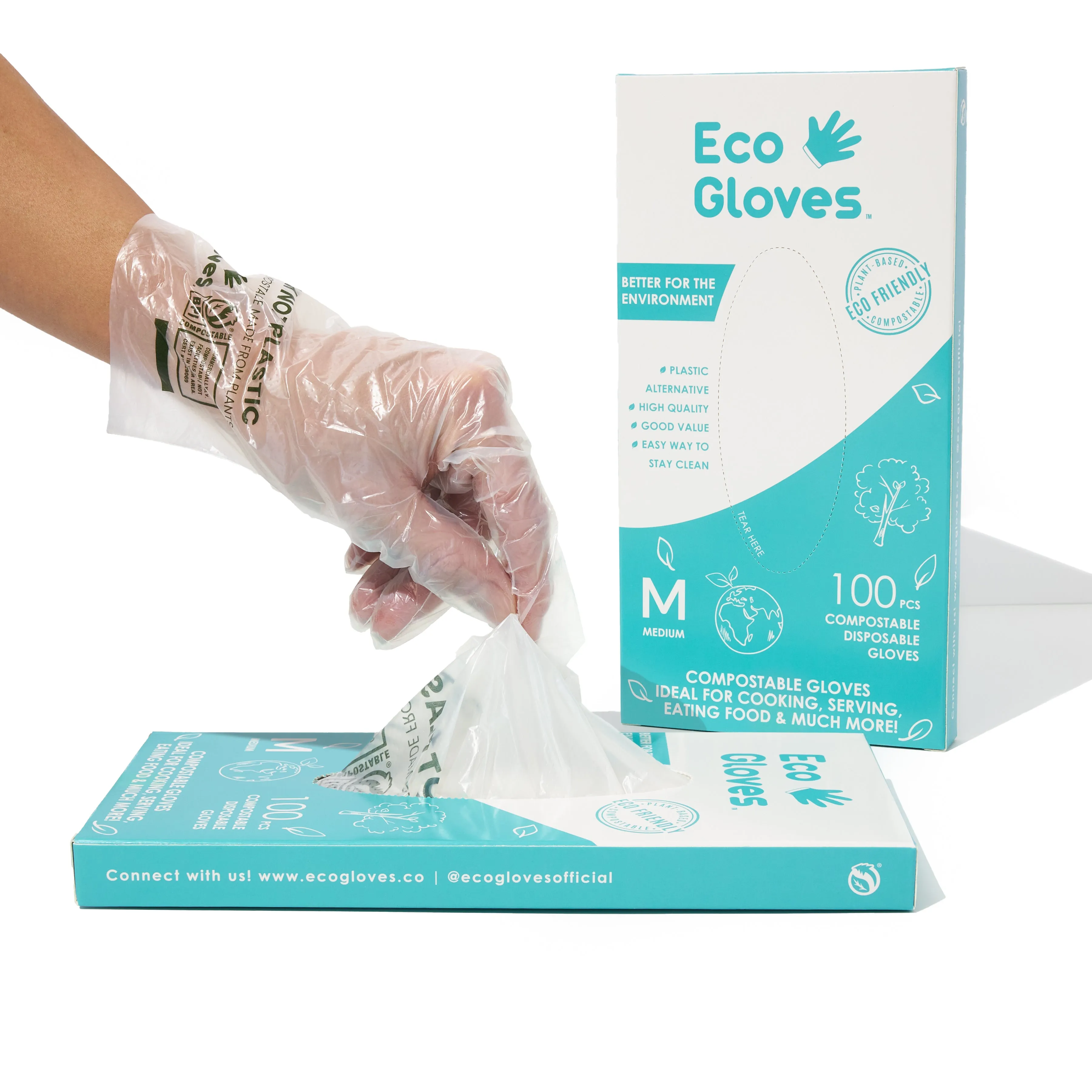 Eco Gloves Compostable Gloves, Clear, 100 ct