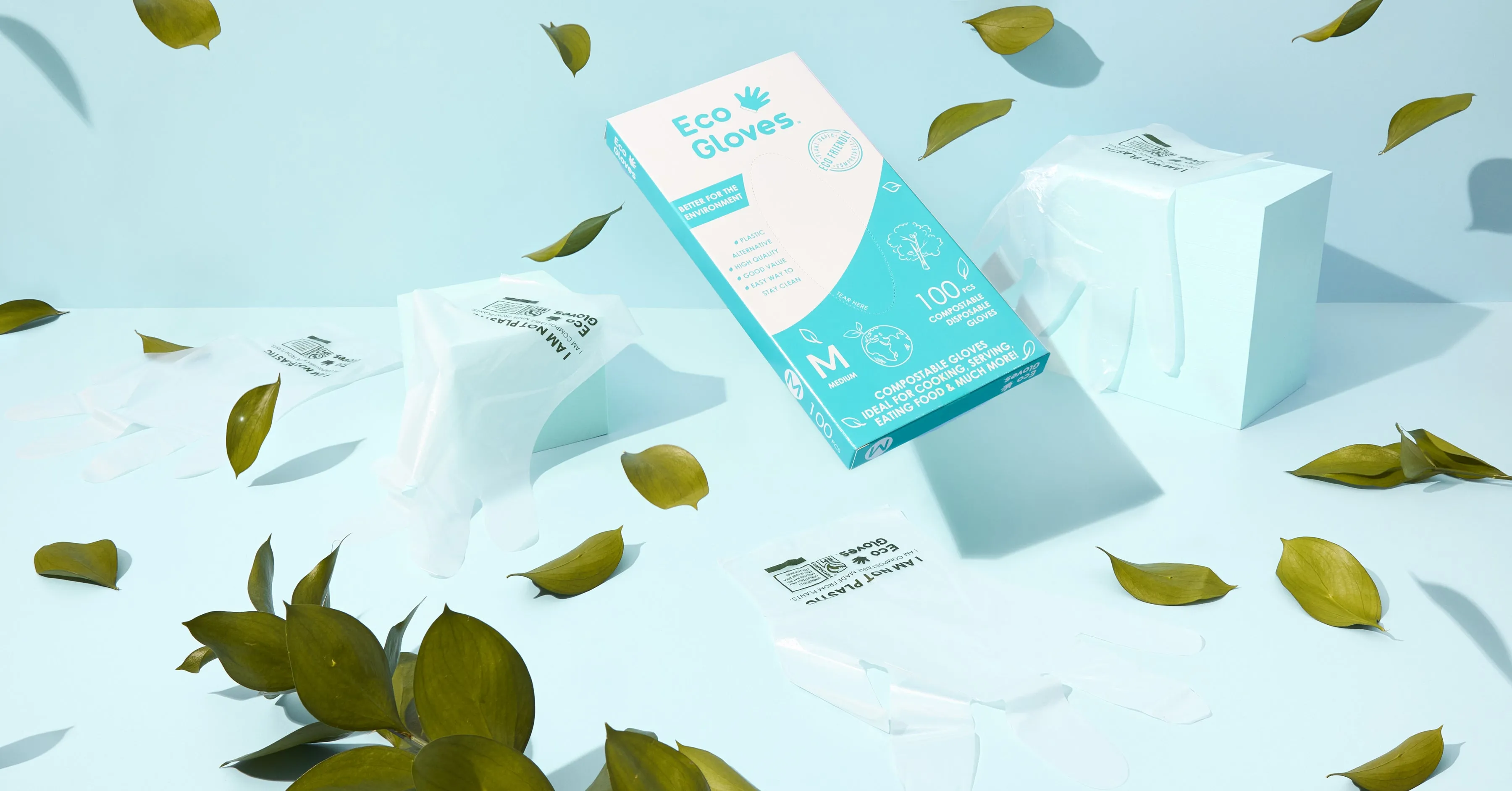 Eco Gloves Compostable Gloves, Clear, 100 ct