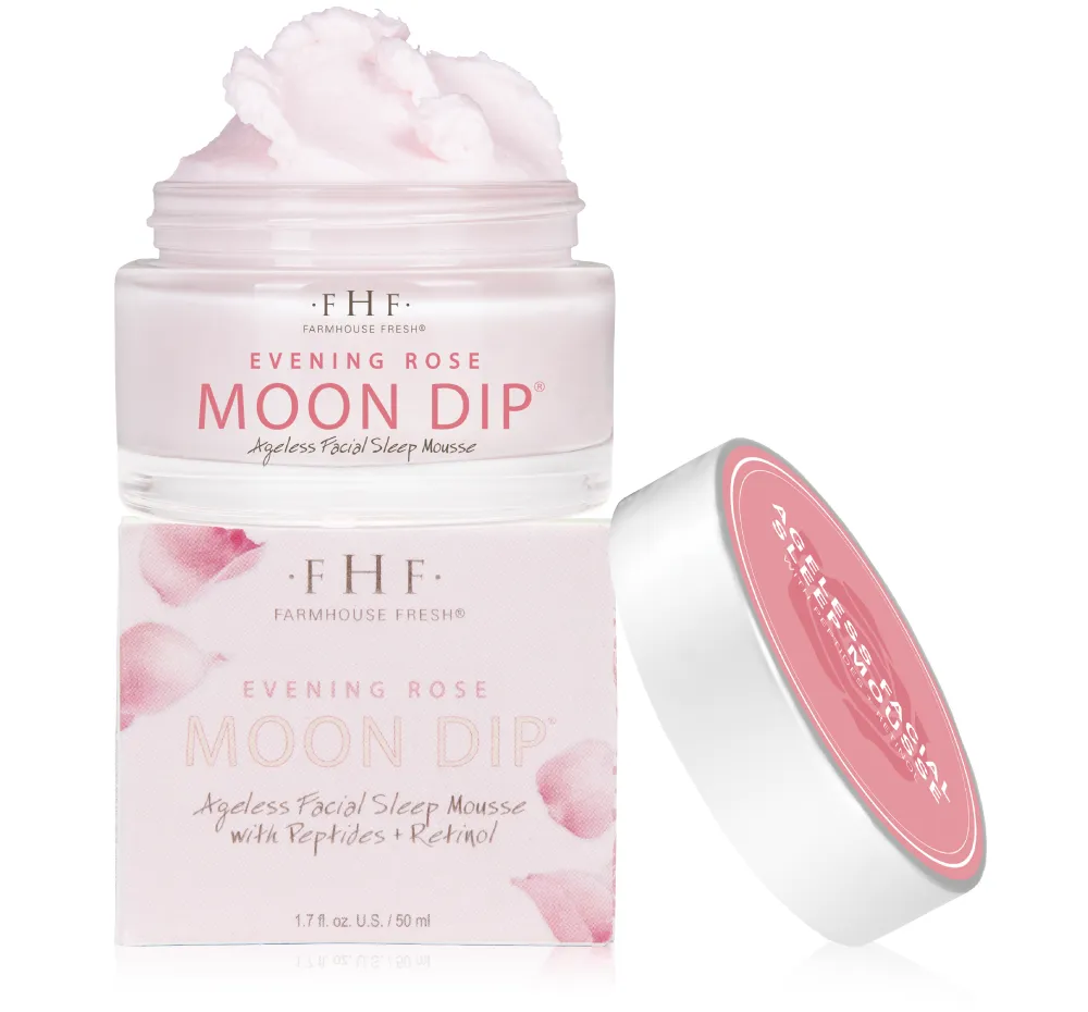 Evening Rose Moon Dip? Ageless Facial Sleep Mousse with Peptides   Retinol | Farmhouse Fresh