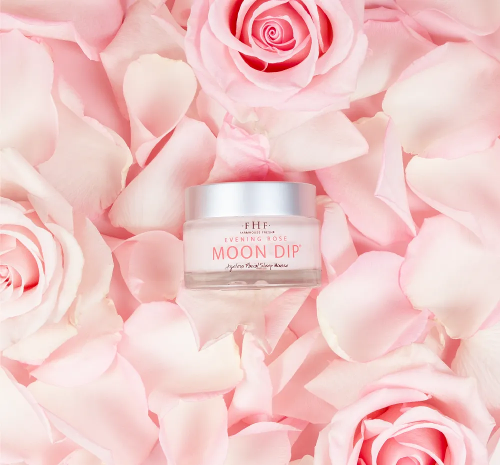 Evening Rose Moon Dip? Ageless Facial Sleep Mousse with Peptides   Retinol | Farmhouse Fresh