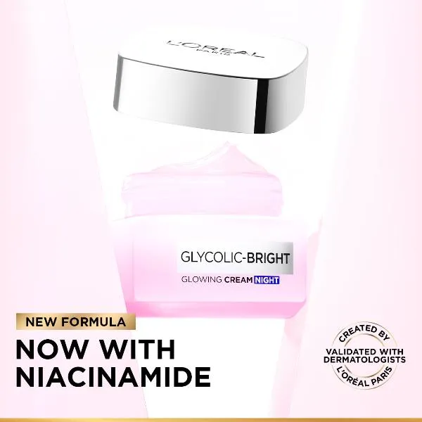 Glycolic Bright Glowing and Brightening Night Cream with Glycolic Acid for boosting overnight, 50 ml