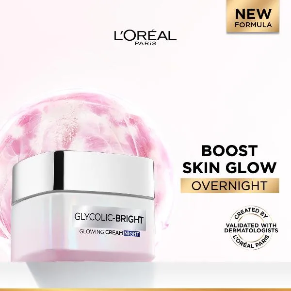 Glycolic Bright Glowing and Brightening Night Cream with Glycolic Acid for boosting overnight, 50 ml
