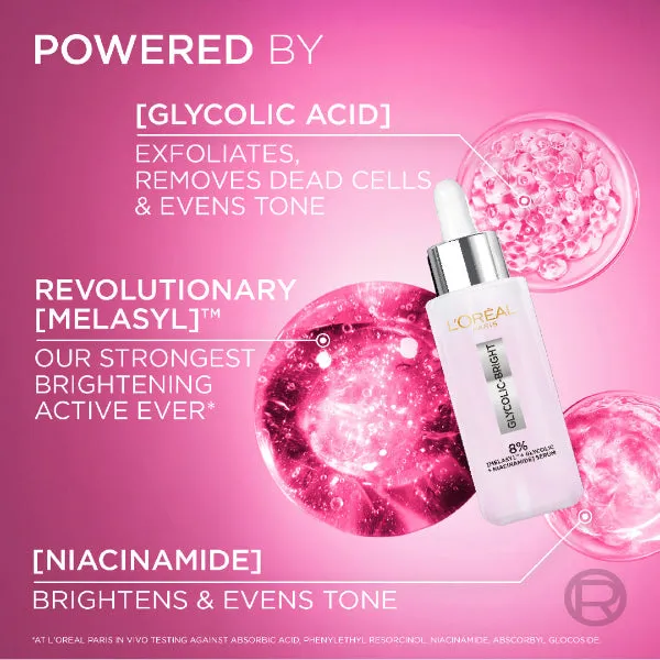 Glycolic Bright Serum with 8% [Melasyl ?   Glycolic Acid   Niacinamide] face serum for Dark Spots & Brightening 30ml