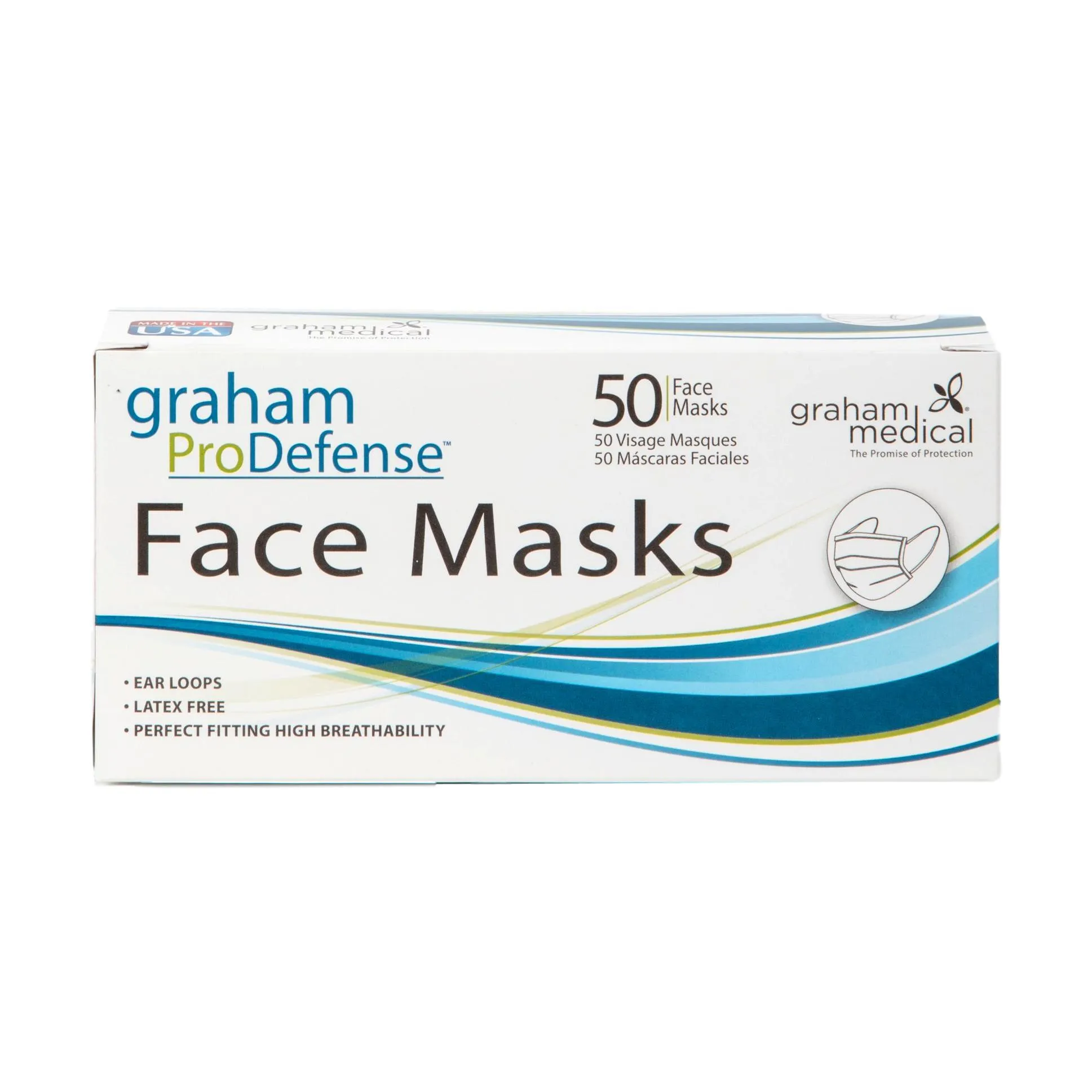 Graham Medical Disposable Ear Loop Face Mask, 50 Count