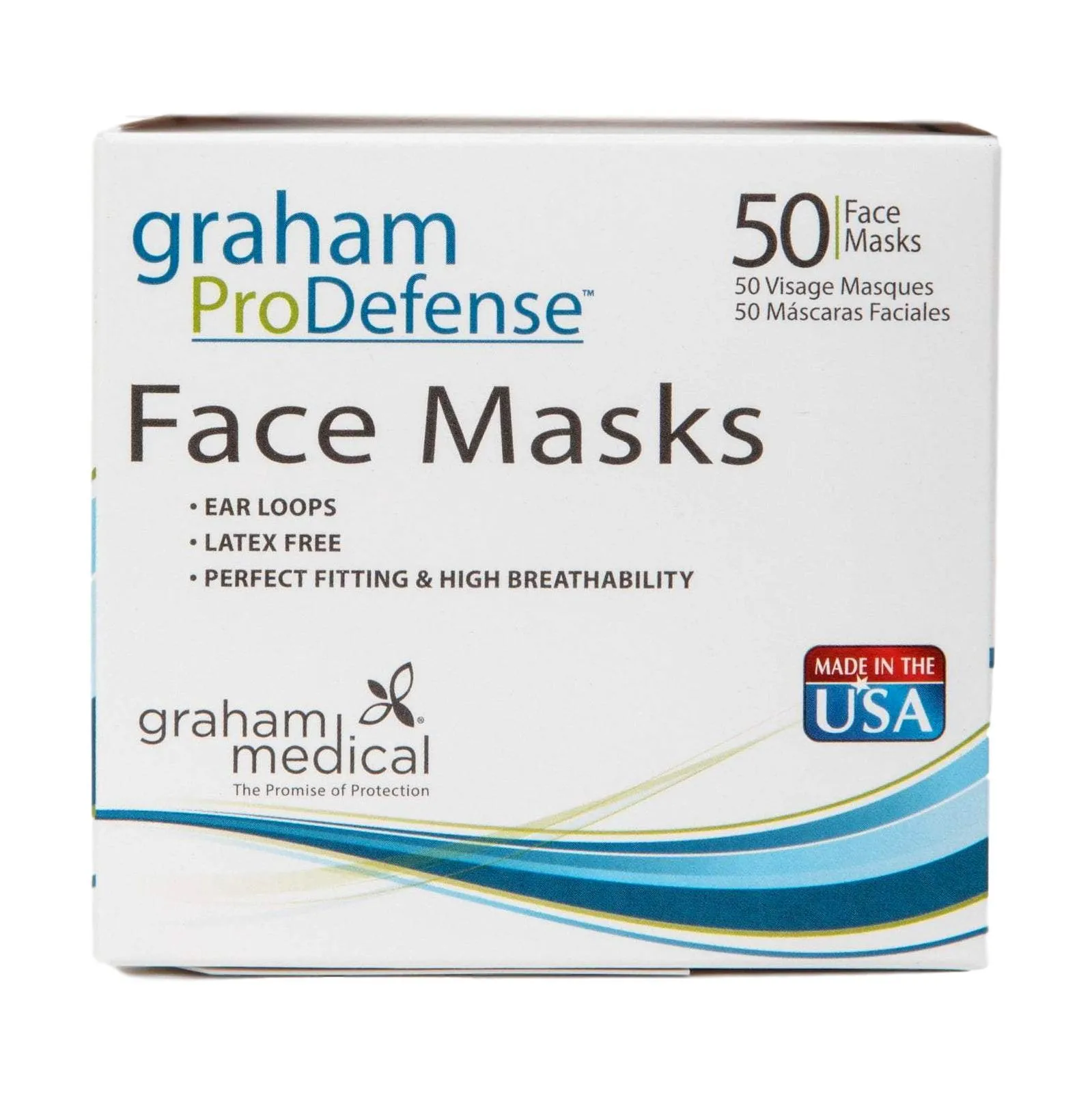 Graham Medical Disposable Ear Loop Face Mask, 50 Count
