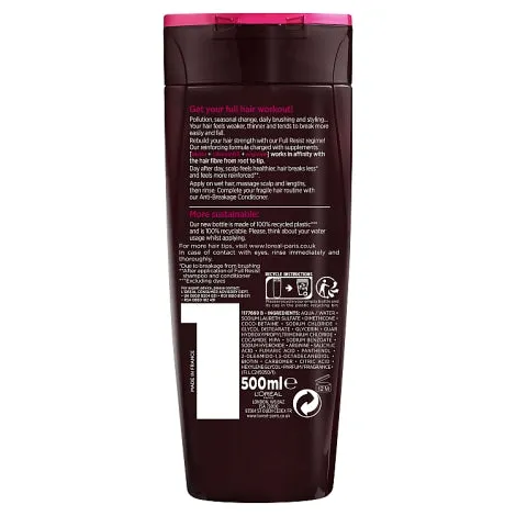 L'Oreal Elvive Full Resist Reinforcing Fragile Hair Shampoo 500ml