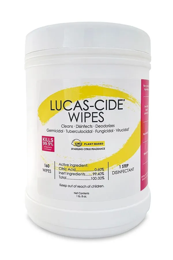 Lucas-Cide Disinfecting Wipes, 160 ct