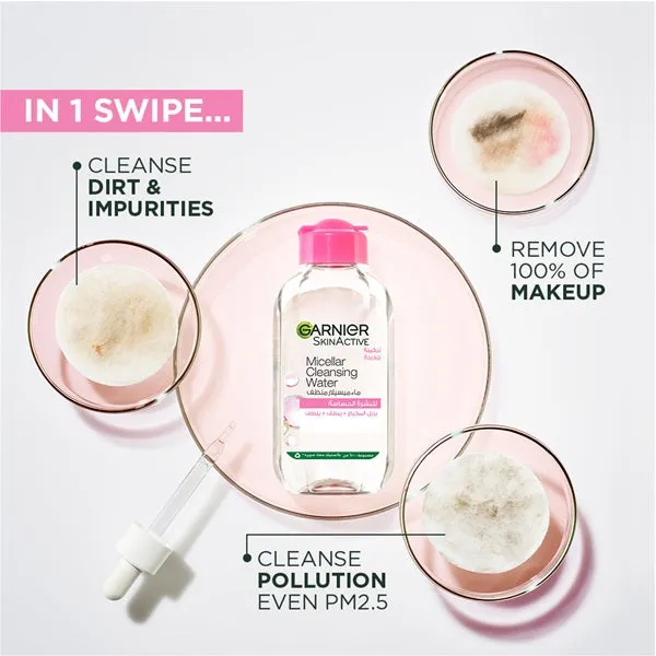Micellar Water Facial Cleanser and Makeup Remover Pink for Sensitive Skin (3 sizes)