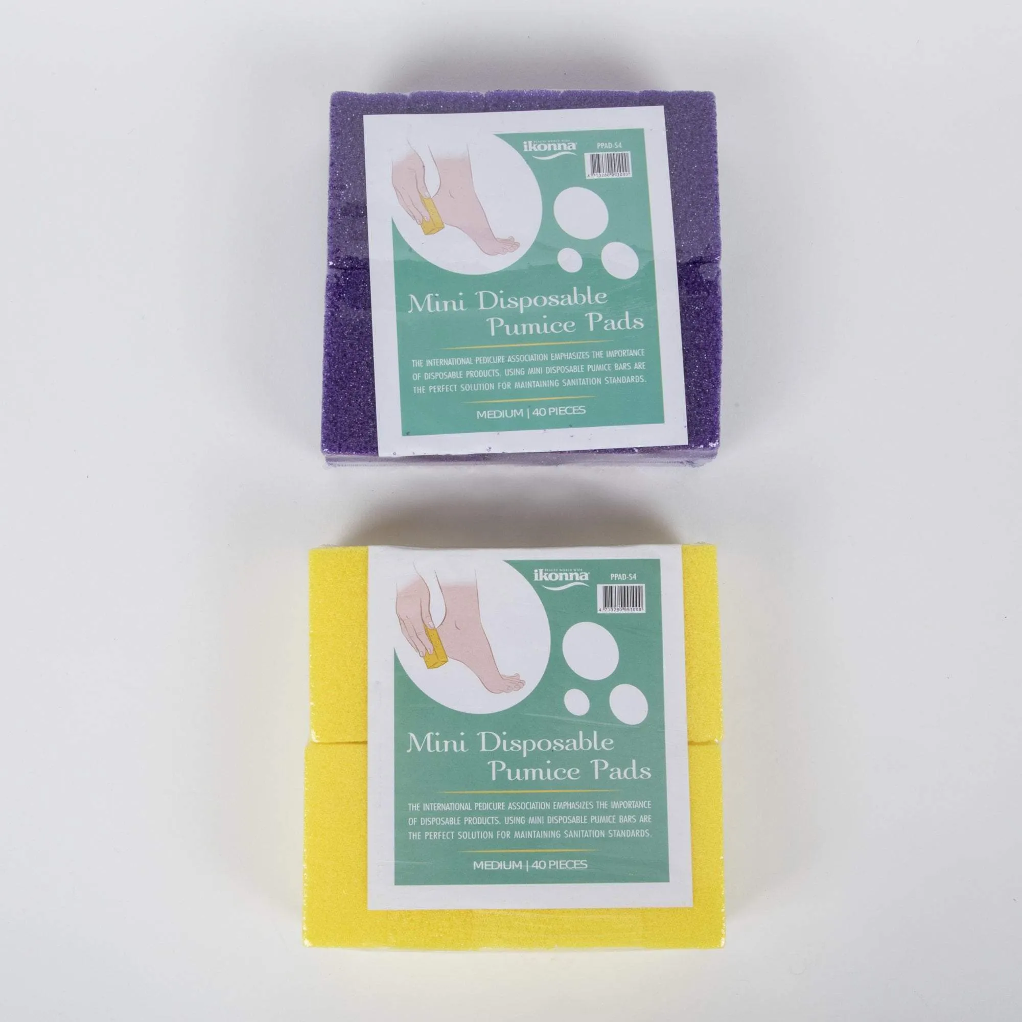 Mini Pumice Pads, Medium Grit, Purple and Yellow, 40 pack