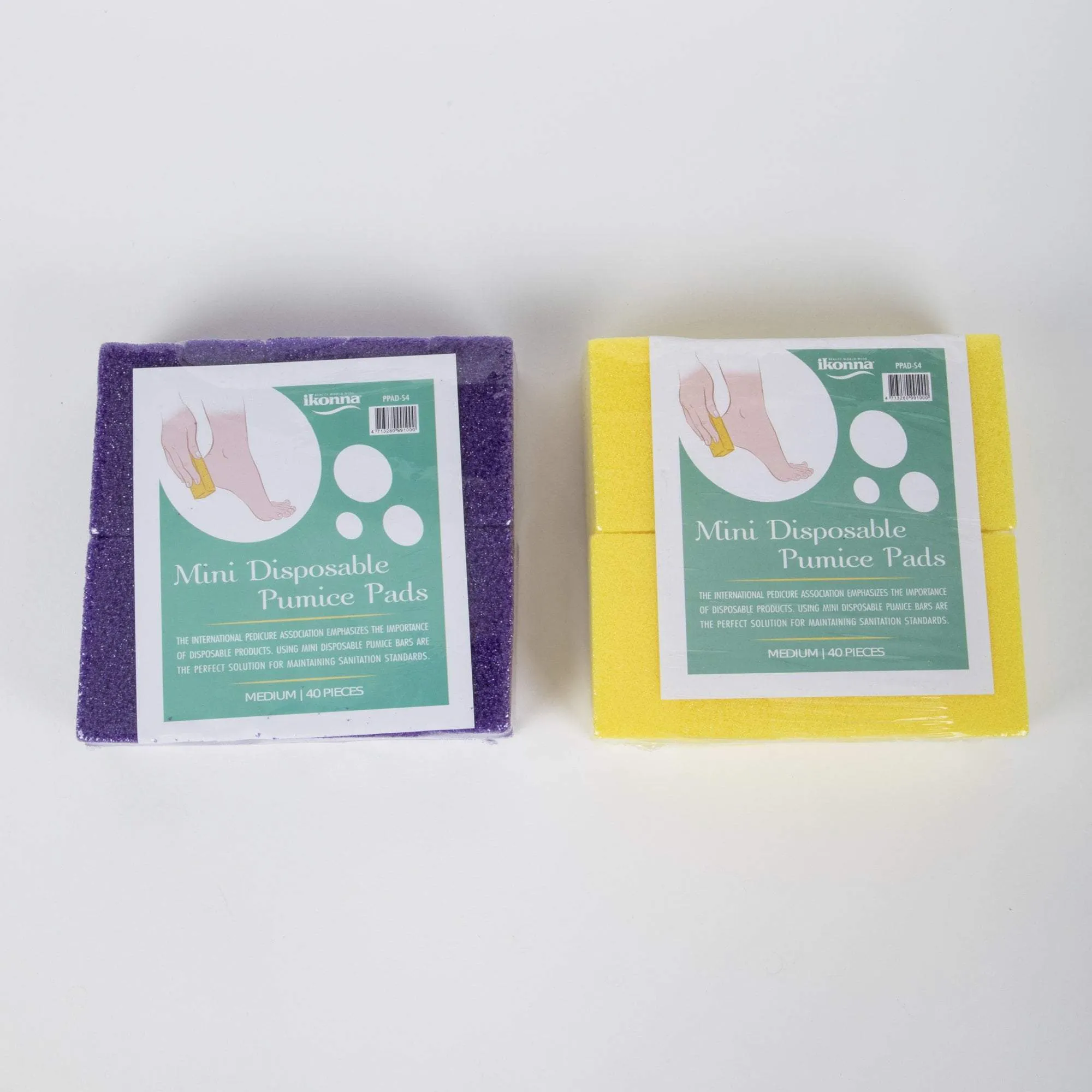 Mini Pumice Pads, Medium Grit, Purple and Yellow, 40 pack