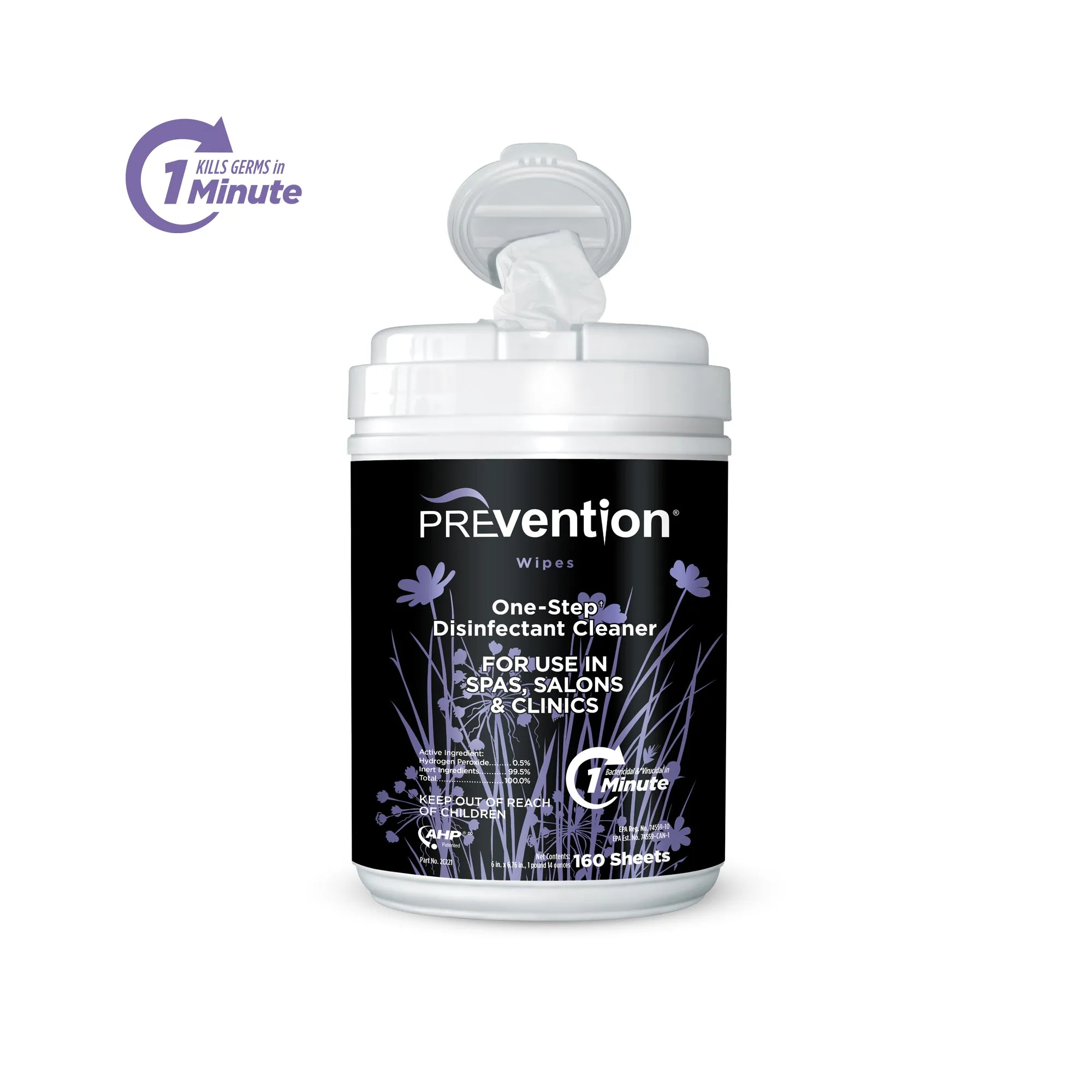 Prevention One-Step Disinfectant Cleaner Wipes, 160 ct