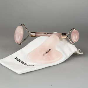 Rose Quartz Gua Sha & Facial Roller Set