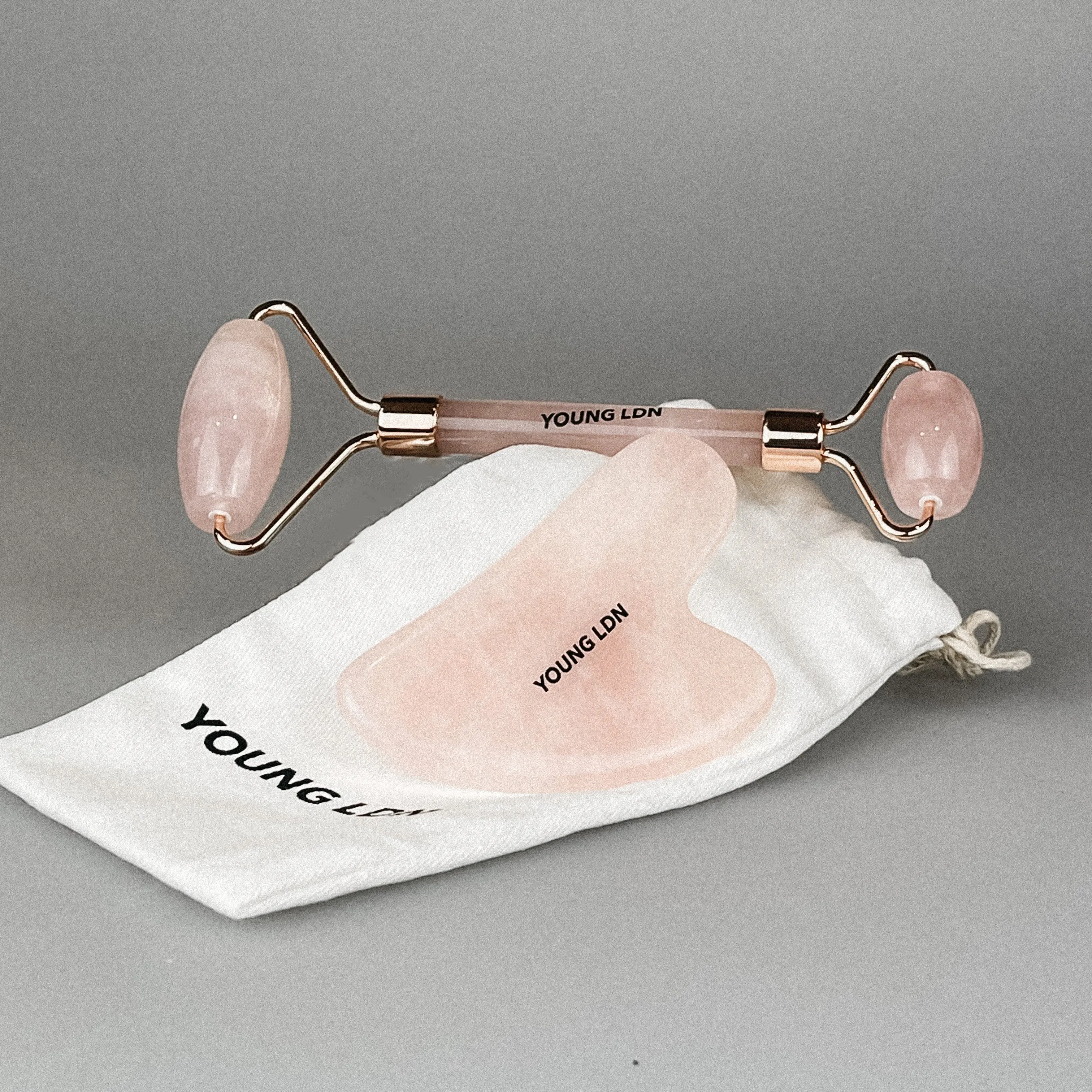 Rose Quartz Gua Sha & Facial Roller Set