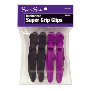 Rubberized Super Grip 4.5" Hair Clip, 4 ct.