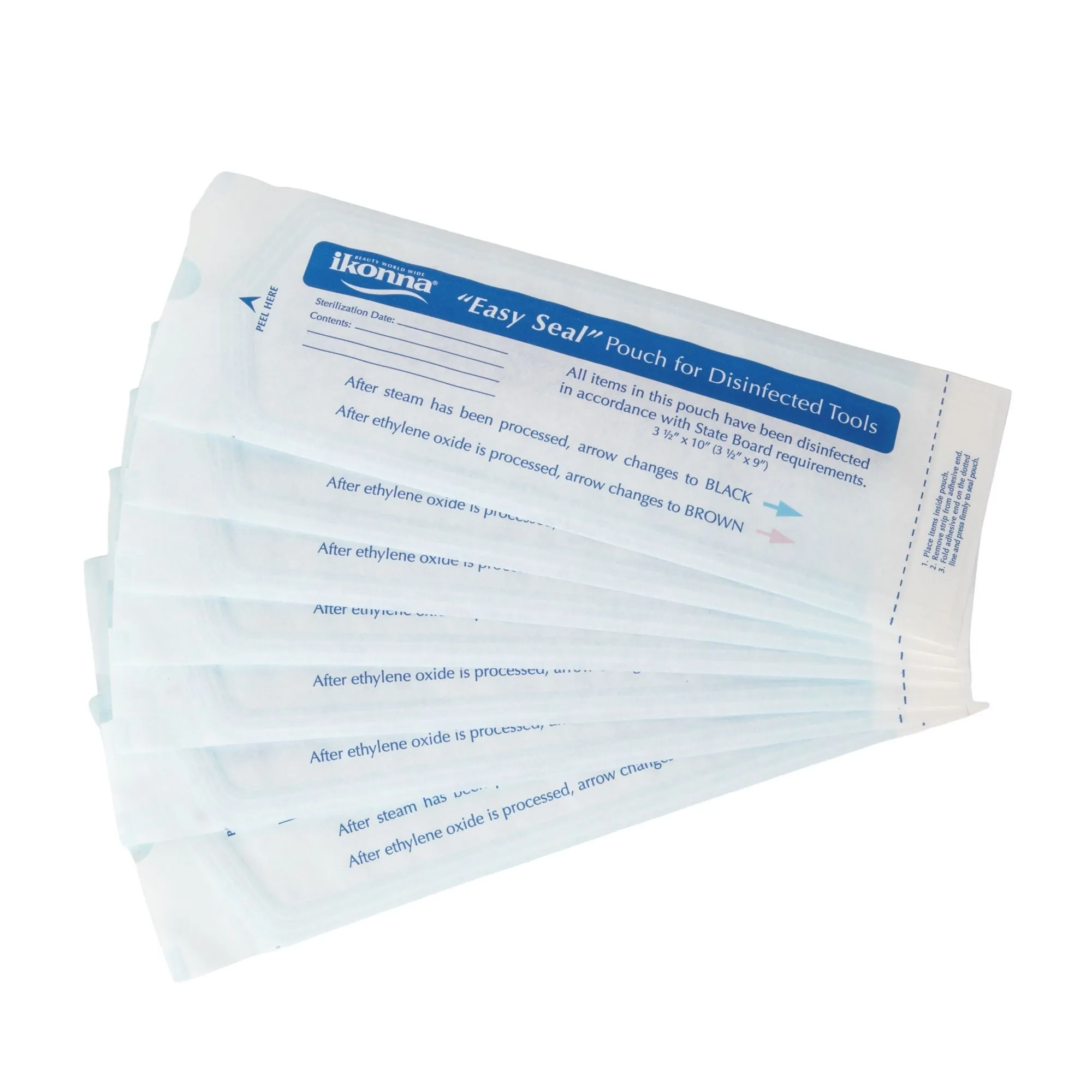 Self Sealing Sterilizing Storage Pouches, 3.5" W x 9" L, 200 pack