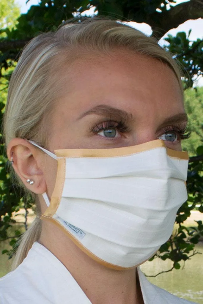 Solid with Trim Pleated Wellness Face Mask by Fashionizer Spa Uniforms