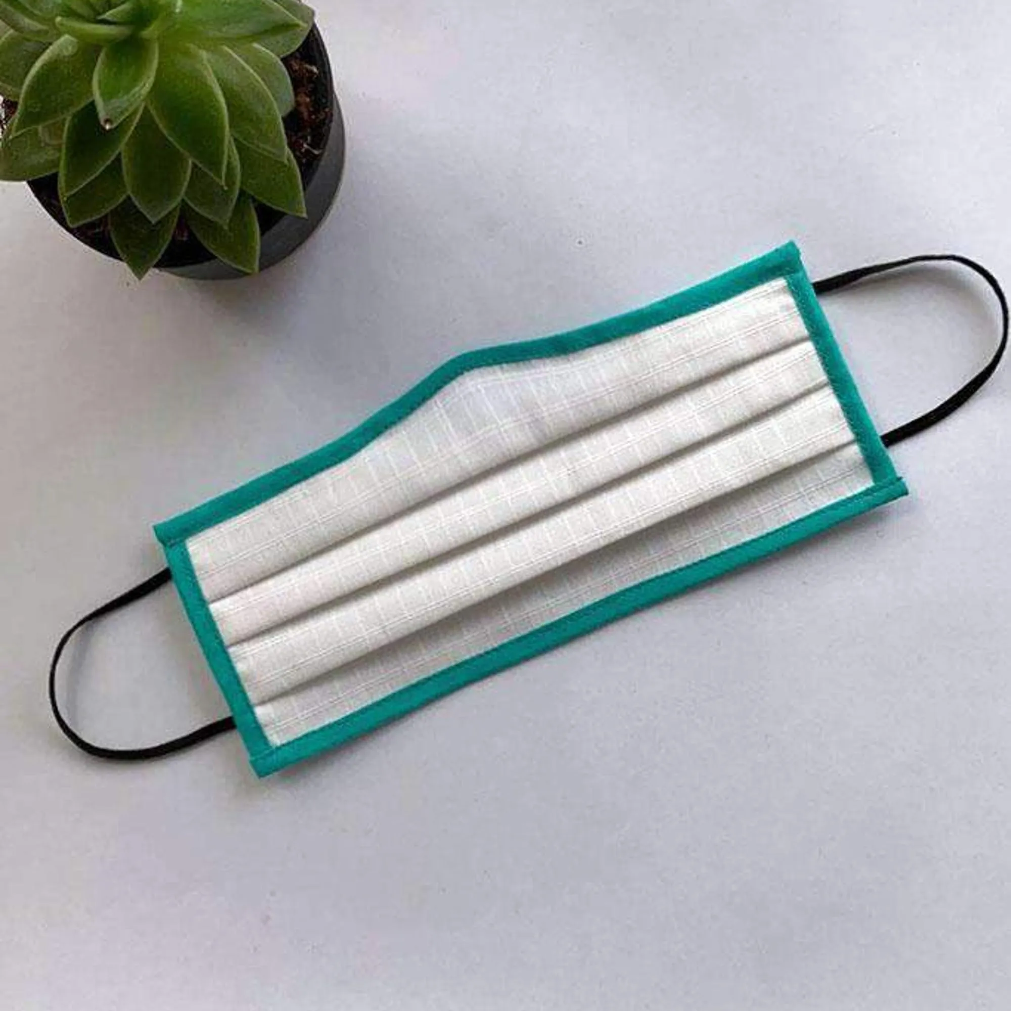 Solid with Trim Pleated Wellness Face Mask by Fashionizer Spa Uniforms
