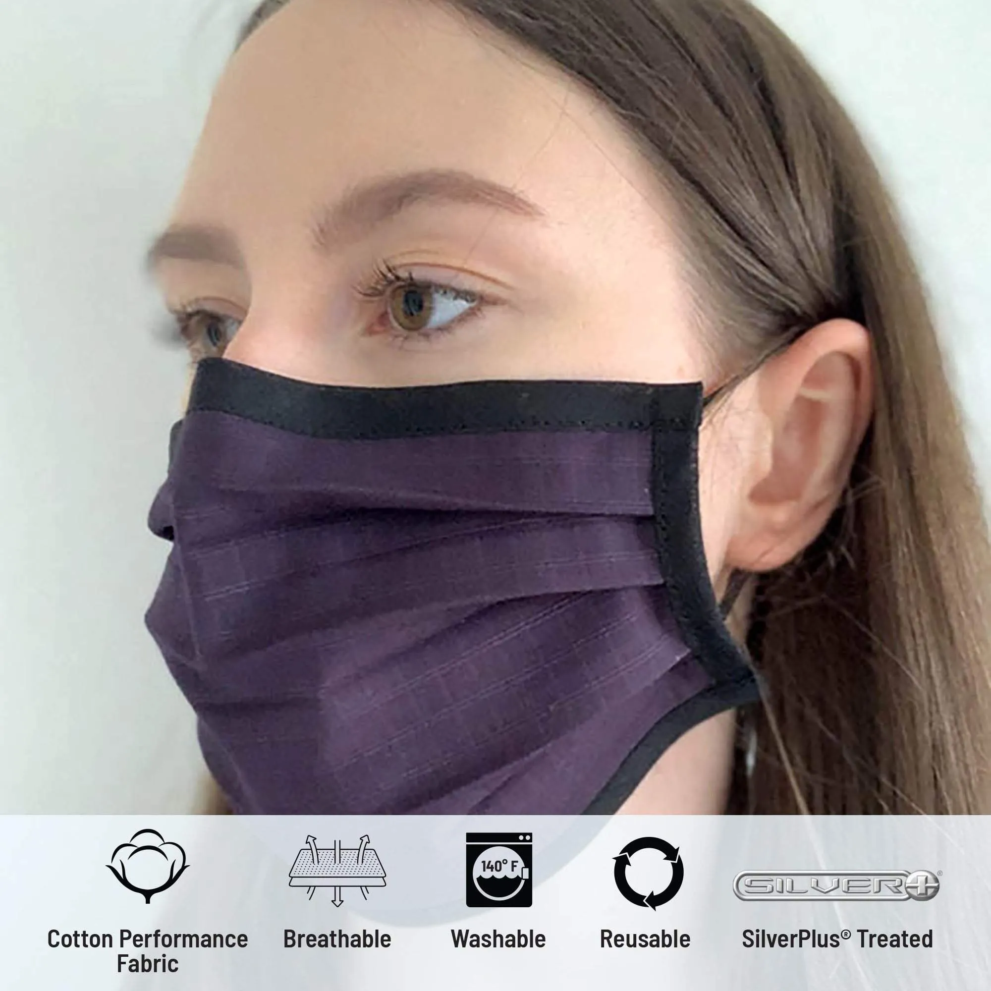Solid with Trim Pleated Wellness Face Mask by Fashionizer Spa Uniforms