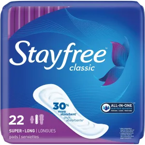 Stayfree Maxi Pads, Classic, 22 ct.